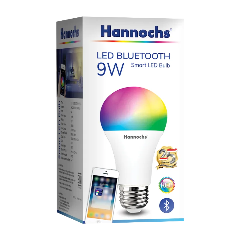 lampu hannochs led bluetooth 9 watt tampak depan