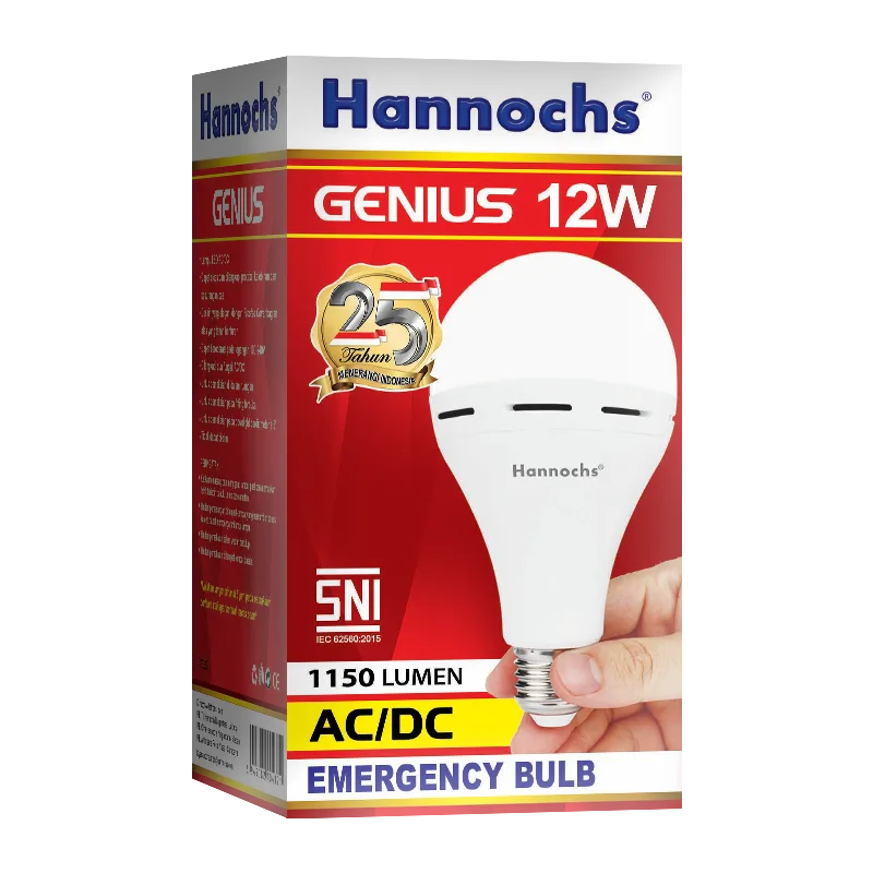 lampu hannochs emergency genius 12watt tampak depan