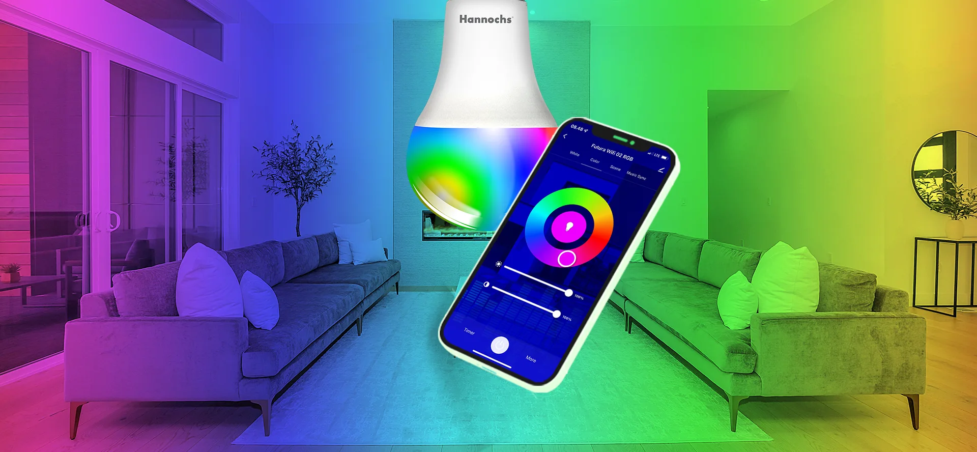 tampilan rgb lampu hannochs smart led futura-02 9 watt rgb