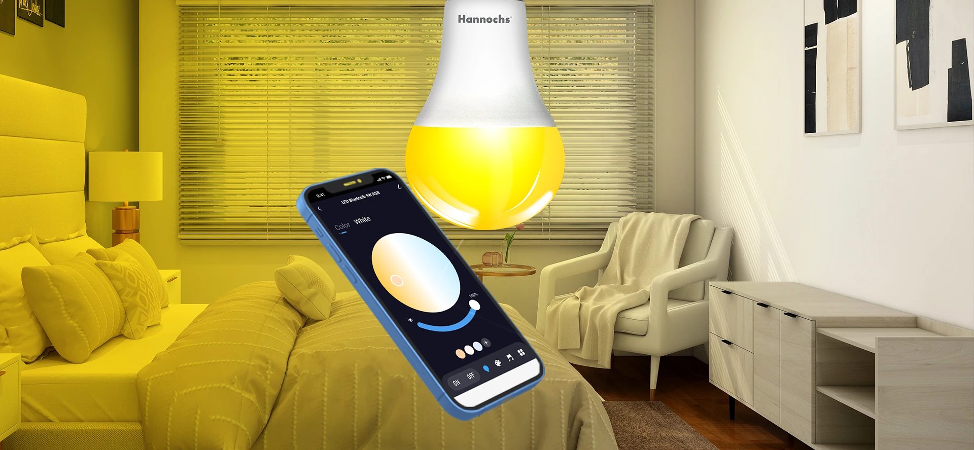 tampilan cct lampu hannochs led bluetooth 9 watt
