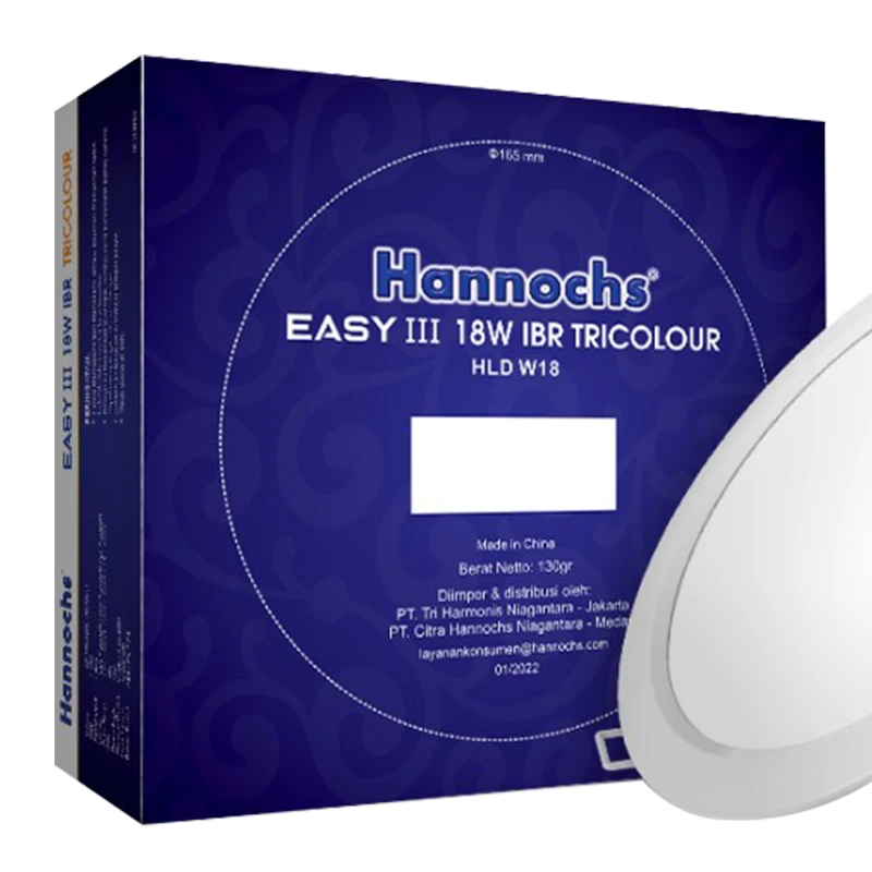 zoom pola ukuran lubang downlight led hannochs easy-iii 18watt ibr tricolour