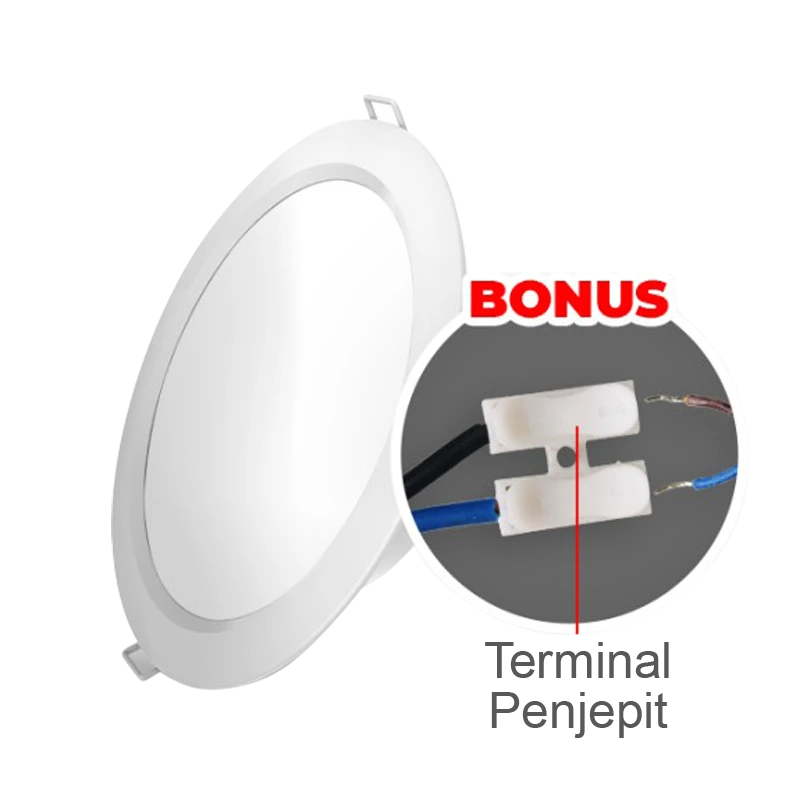 bonus terminal penjepit downlight led hannochs panel click and dim 12watt ibr cahaya putih