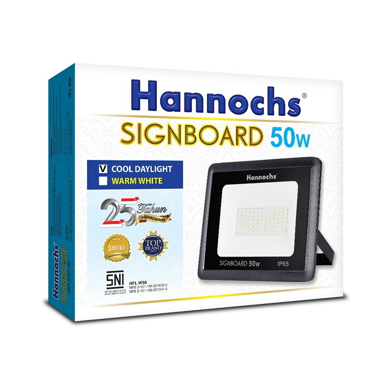 kotak lampu sorot Hannochs LED Signboard 50Watt cahaya putih