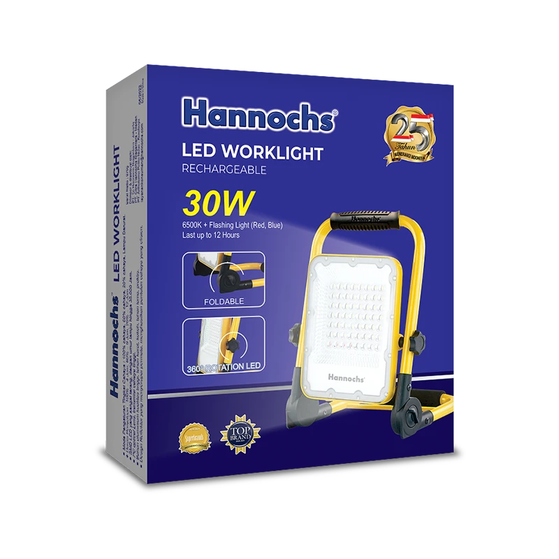 kotak lampu sorot Hannochs LED Worklight 30Watt cahaya putih