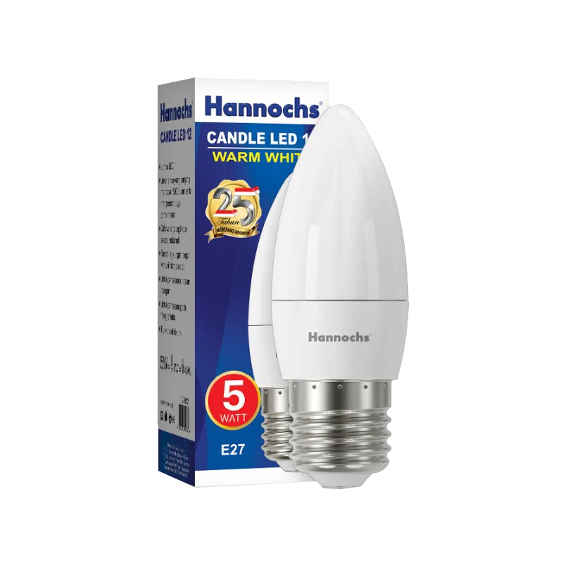 kotak lampu lilin Hannochs Candle LED-12 5Watt WW cahaya kuning