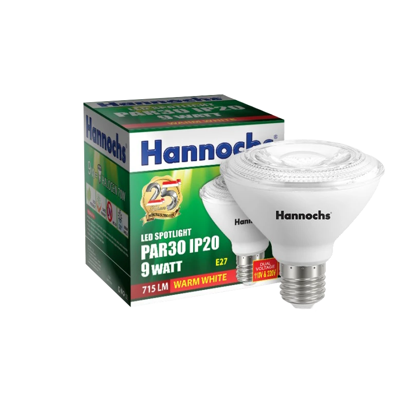 kotak lampu spotlight Hannochs PAR30 LED 9Watt WW